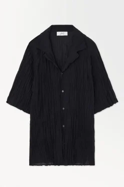 Online COS THE CRINKLED WOOL RESORT SHIRT Navy
