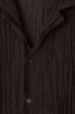 New COS THE CRINKLED WOOL RESORT SHIRT Darkbrown