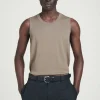 New COS TOP BEZ RĘKAWÓW Z JEDWABIEM – RELAXED FIT Szarobrązowy