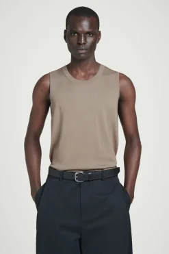 New COS TOP BEZ RĘKAWÓW Z JEDWABIEM – RELAXED FIT Szarobrązowy