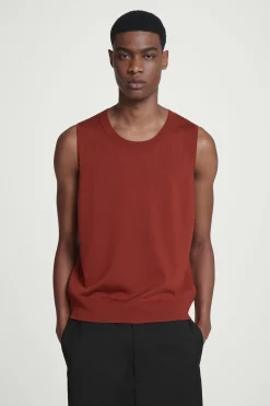 Best COS TOP BEZ RĘKAWÓW Z JEDWABIEM – RELAXED FIT Czerwony