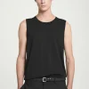 Sale COS TOP BEZ RĘKAWÓW Z JEDWABIEM – RELAXED FIT Czarny