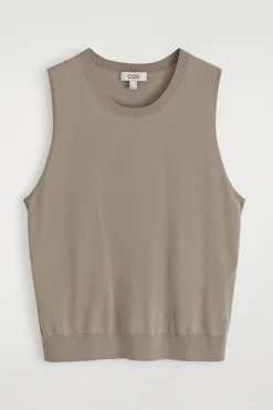 New COS TOP BEZ RĘKAWÓW Z JEDWABIEM – RELAXED FIT Szarobrązowy