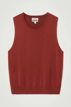 Best COS TOP BEZ RĘKAWÓW Z JEDWABIEM – RELAXED FIT Czerwony