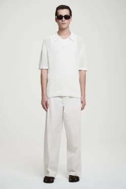 New COS TOP POLO Z DZIANINY O OTWARTYM SPLOCIE Złamanybiały