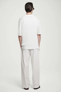 New COS TOP POLO Z DZIANINY O OTWARTYM SPLOCIE Złamanybiały