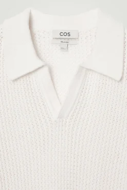 New COS TOP POLO Z DZIANINY O OTWARTYM SPLOCIE Złamanybiały