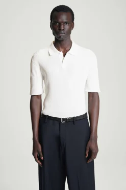 Sale COS TOP POLO Z PRĄŻKOWANEJ DZIANINY – SLIM FIT Złamanybiały