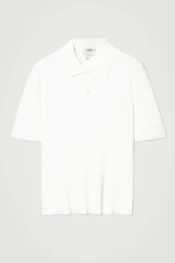 Sale COS TOP POLO Z PRĄŻKOWANEJ DZIANINY – SLIM FIT Złamanybiały
