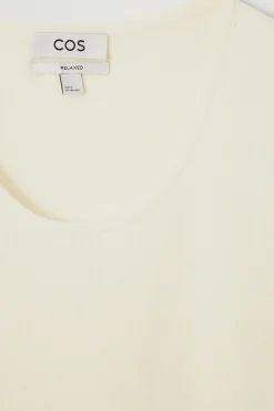 Discount COS TOP Z OKRĄGŁYM DEKOLTEM Z PRĄŻKOWANEJ DZIANINY Złamanybiały