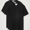 Hot COS TRÓJPAK BAWEŁNIANYCH T-SHIRTÓW – REGULAR FIT Czarny