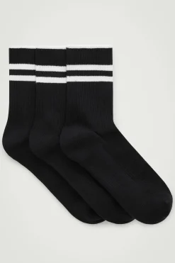 Discount COS TRÓJPAK PRĄŻKOWANYCH SKARPETEK SPORTOWYCH