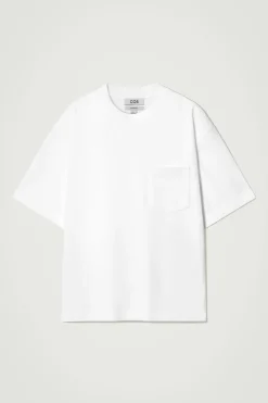 Clearance COS T-SHIRT OVERSIZE Z BAWEŁNĄ O WYSOKIEJ GRAMATURZE Biały
