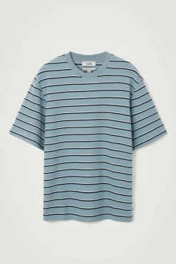 Discount COS T-SHIRT Z BAWEŁNY BOUCLÉ W PASKI – RELAXED FIT