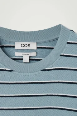 Discount COS T-SHIRT Z BAWEŁNY BOUCLÉ W PASKI – RELAXED FIT