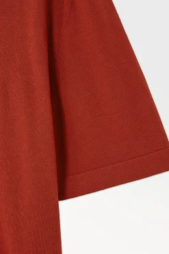 Fashion COS T-SHIRT Z CIENKIEJ DZIANINY Terracotta