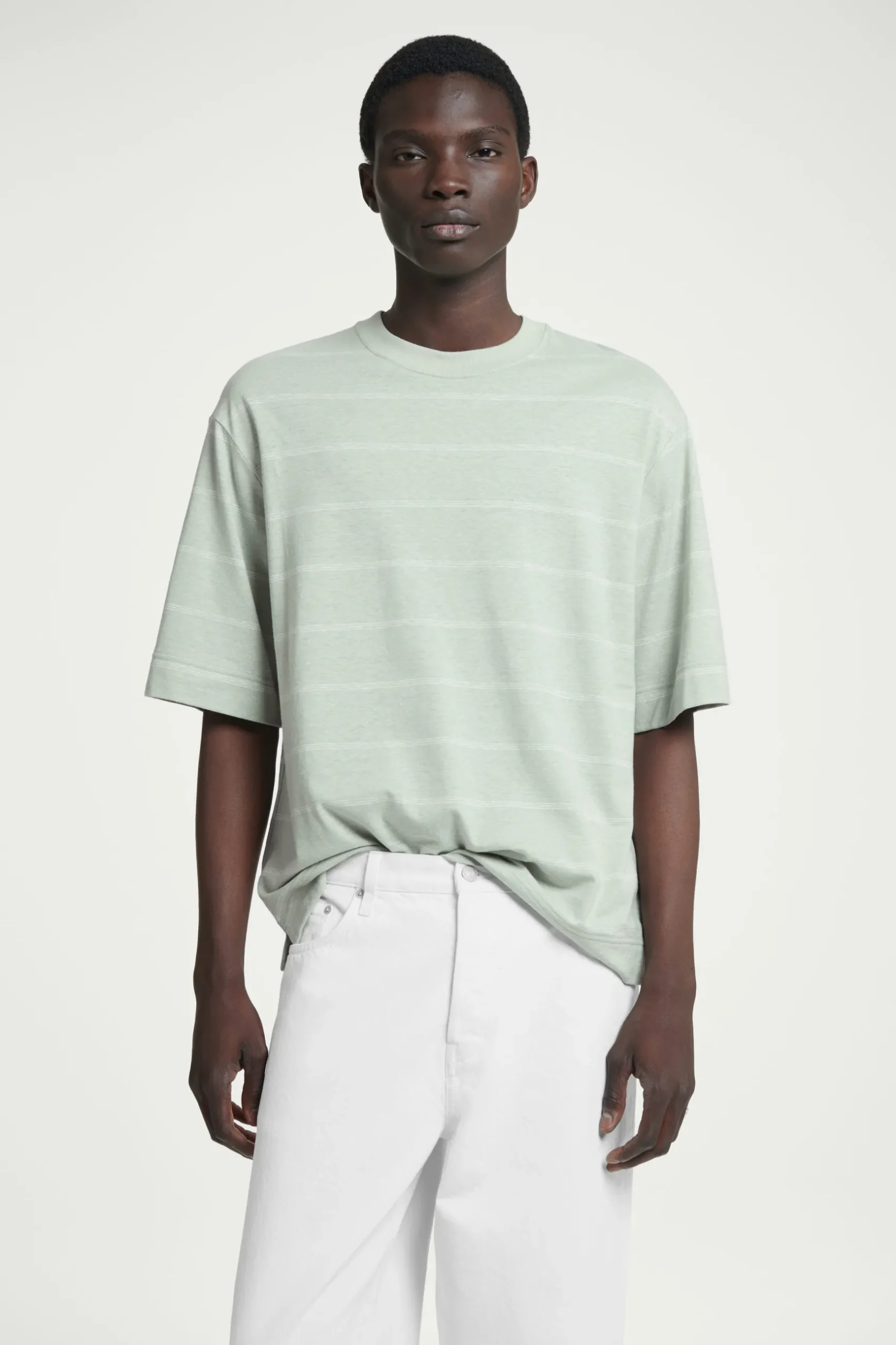 Clearance COS T-SHIRT Z DŻERSEJU Z KONOPI W PASKI – RELAXED FIT