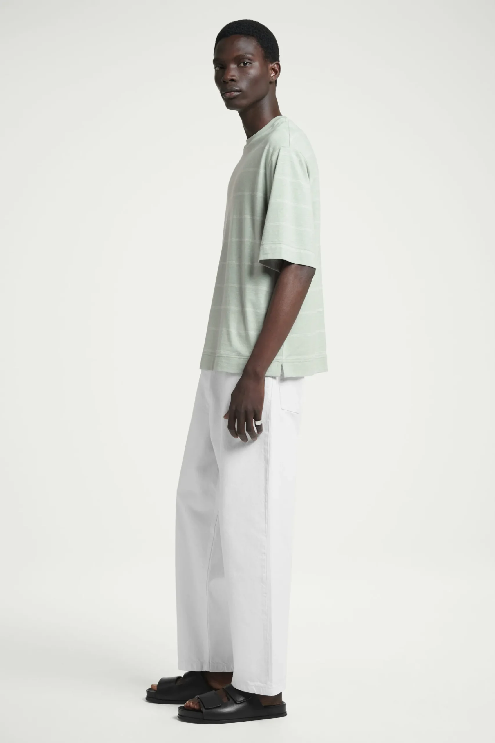 Clearance COS T-SHIRT Z DŻERSEJU Z KONOPI W PASKI – RELAXED FIT