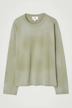 Sale COS T-SHIRT Z DŁUGIM RĘKAWEM – RELAXED FIT Khaki