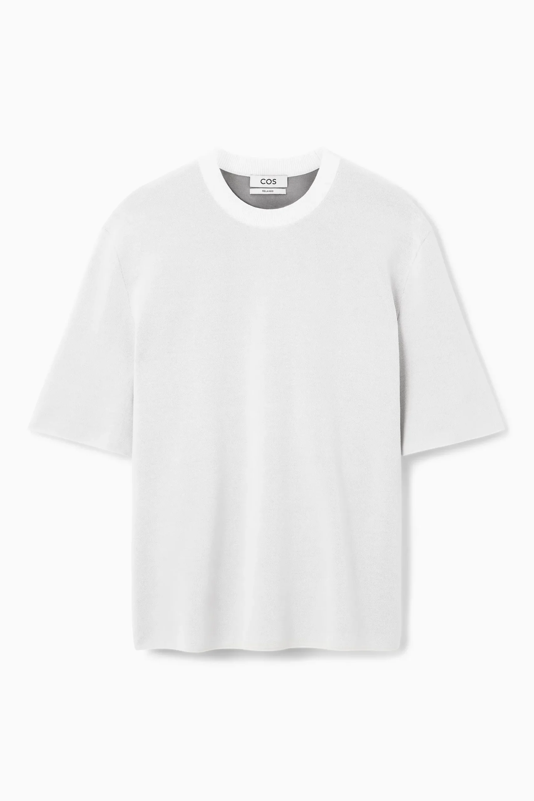 Outlet COS T-SHIRT Z DWUSTRONNEJ DZIANINY – RELAXED FIT Biały