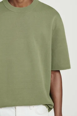 Fashion COS T-SHIRT Z DWUSTRONNEJ DZIANINY – RELAXED FIT Zielony
