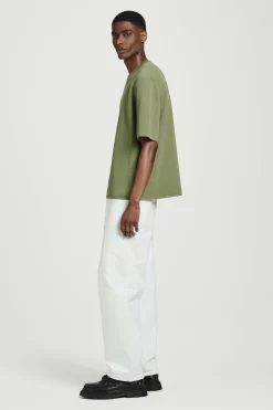 Fashion COS T-SHIRT Z DWUSTRONNEJ DZIANINY – RELAXED FIT Zielony