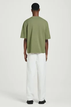 Fashion COS T-SHIRT Z DWUSTRONNEJ DZIANINY – RELAXED FIT Zielony
