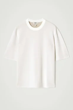 New COS T-SHIRT Z DWUSTRONNEJ DZIANINY – RELAXED FIT Biały