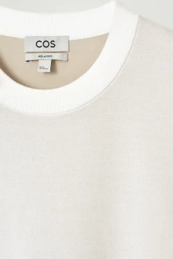 New COS T-SHIRT Z DWUSTRONNEJ DZIANINY – RELAXED FIT Biały