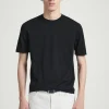 New COS T-SHIRT Z DZIANINY Z JEDWABIEM – SLIM FIT Czarny