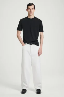 New COS T-SHIRT Z DZIANINY Z JEDWABIEM – SLIM FIT Czarny