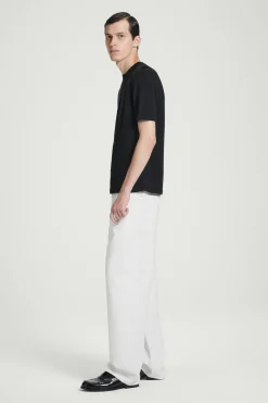 New COS T-SHIRT Z DZIANINY Z JEDWABIEM – SLIM FIT Czarny