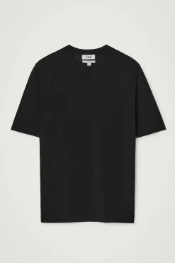 New COS T-SHIRT Z DZIANINY Z JEDWABIEM – SLIM FIT Czarny