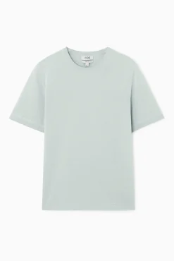 Online COS T-SHIRT Z LEKKIEJ DZIANINY Z BAWEŁNY – REGULAR FIT Jasnoniebieski