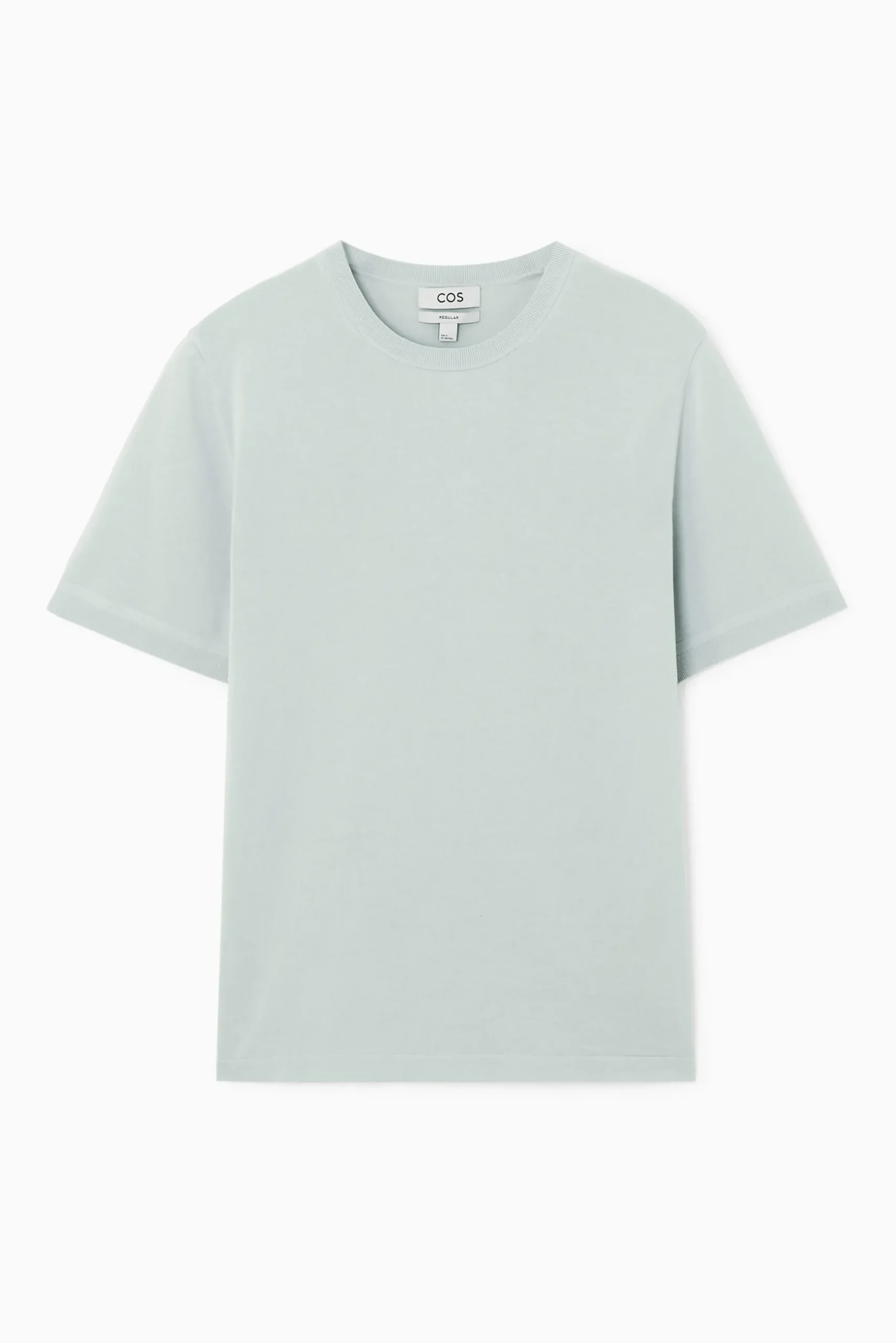 Online COS T-SHIRT Z LEKKIEJ DZIANINY Z BAWEŁNY – REGULAR FIT Jasnoniebieski