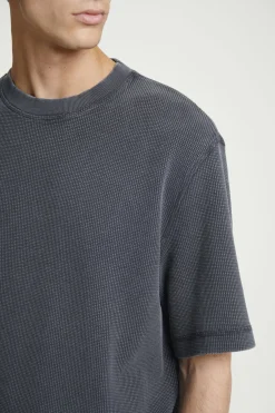 New COS T-SHIRT Z WAFLOWEGO DŻERSEJU – RELAXED FIT Granatowy