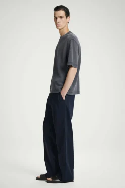 New COS T-SHIRT Z WAFLOWEGO DŻERSEJU – RELAXED FIT Granatowy