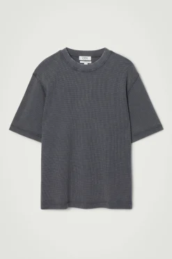 New COS T-SHIRT Z WAFLOWEGO DŻERSEJU – RELAXED FIT Granatowy