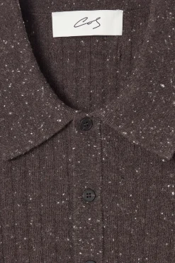 Outlet COS WEŁNIANA KOSZULKA POLO Z JAŚNIEJSZYMI WŁÓKNAMI Czekoladowy