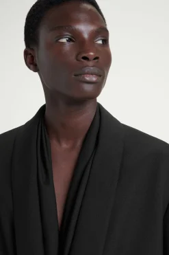 Best COS WEŁNIANA MARYNARKA Z SZALOWYM KOŁNIERZEM Grafitowy
