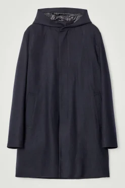 Discount COS WEŁNIANA PARKA Z KAPTUREM Granatowy