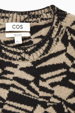Discount COS WEŁNIANY ŻAKARDOWY SWETER W GEOMETRYCZNY WZÓR