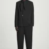 Outlet COS ZWĘŻANE SPODNIE Z WEŁNY HOPSACK – RELAXED FIT Czarny