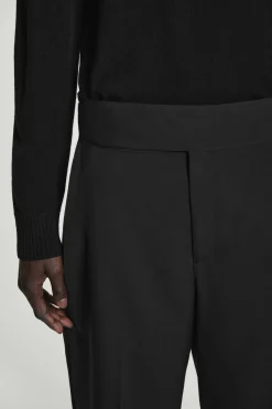 Outlet COS ZWĘŻANE SPODNIE Z WEŁNY HOPSACK – RELAXED FIT Czarny