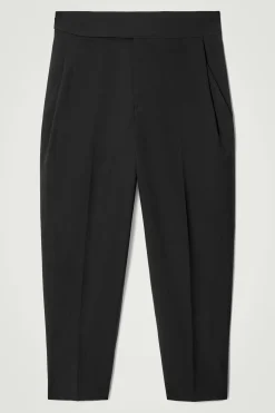 Outlet COS ZWĘŻANE SPODNIE Z WEŁNY HOPSACK – RELAXED FIT Czarny
